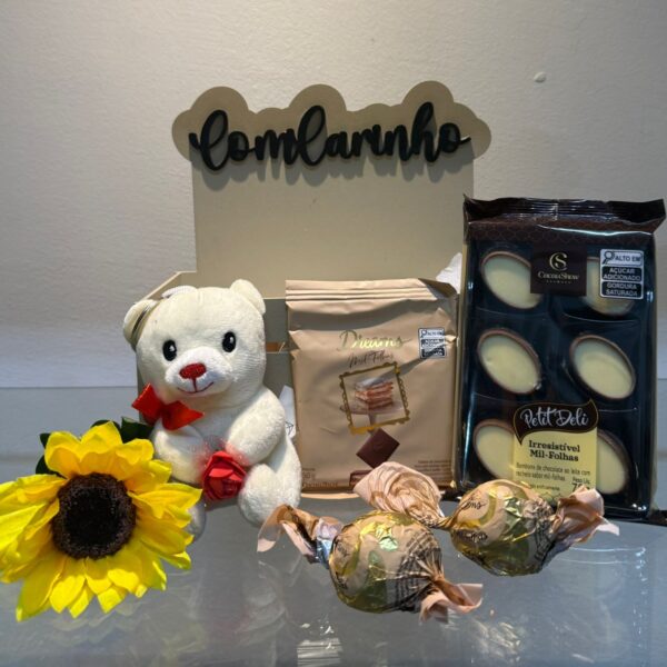 Box Com Carinho - Girassol & Chocolates Cacau Show